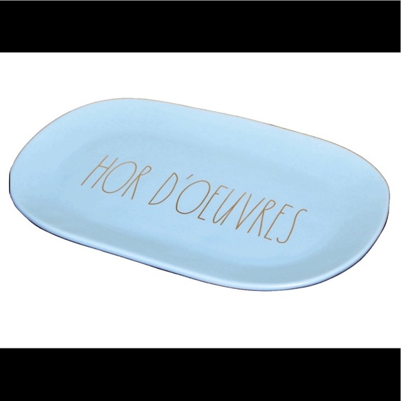 Rae Dunn HOR D'OEUVRES blue/gold serving platter - Picture 2 of 16